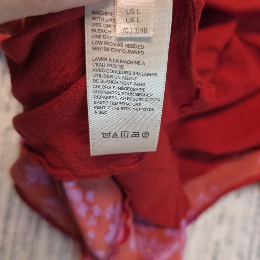 Free People Red And Purple Floral Mini Dress Women’s Sz L - Picture 9 of 9